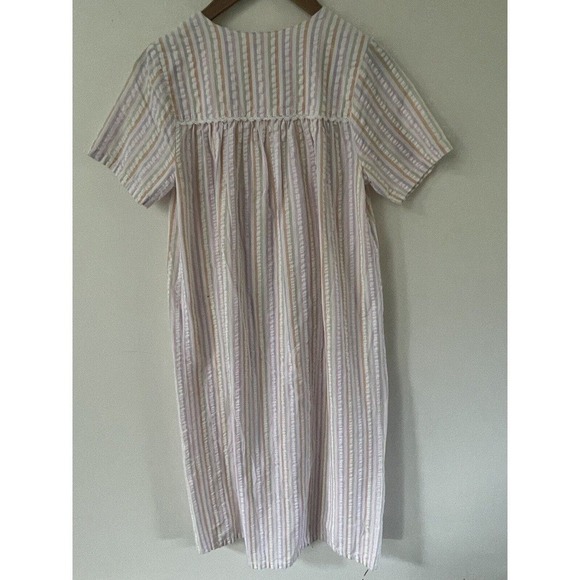 Intimate Essentials Womens Vintage Seersucker Robe Zip Up Front Housecoat Small - Picture 9 of 15